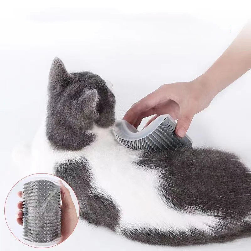 Corner Cat Self-Groomer 2-Pack — Wall Brush with Catnip Pocket
