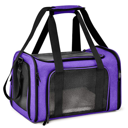 Foldable soft-sided pet carrier, Purple