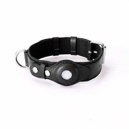 Leather AirTag dog collar in Black