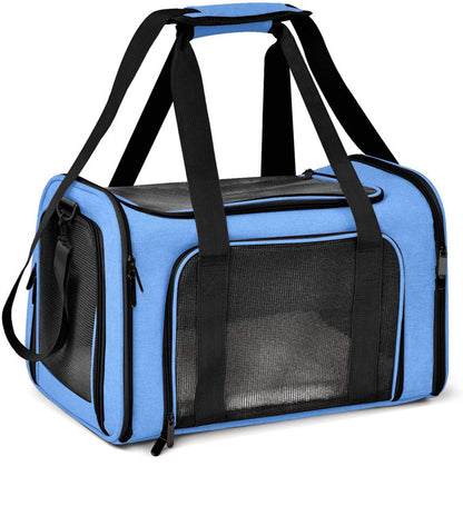 Foldable soft-sided pet carrier, Blue