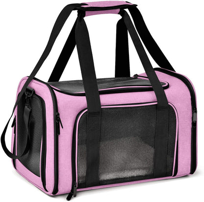Foldable soft-sided pet carrier, Pink