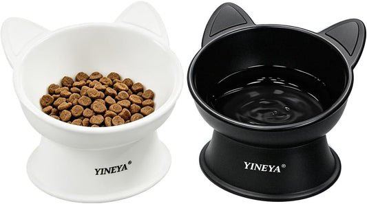 Whisker-Relief Tilted Bowl Set — raised 15° cat bowls