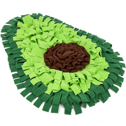 Avocado snuffle mat flat lay showing fleece folds