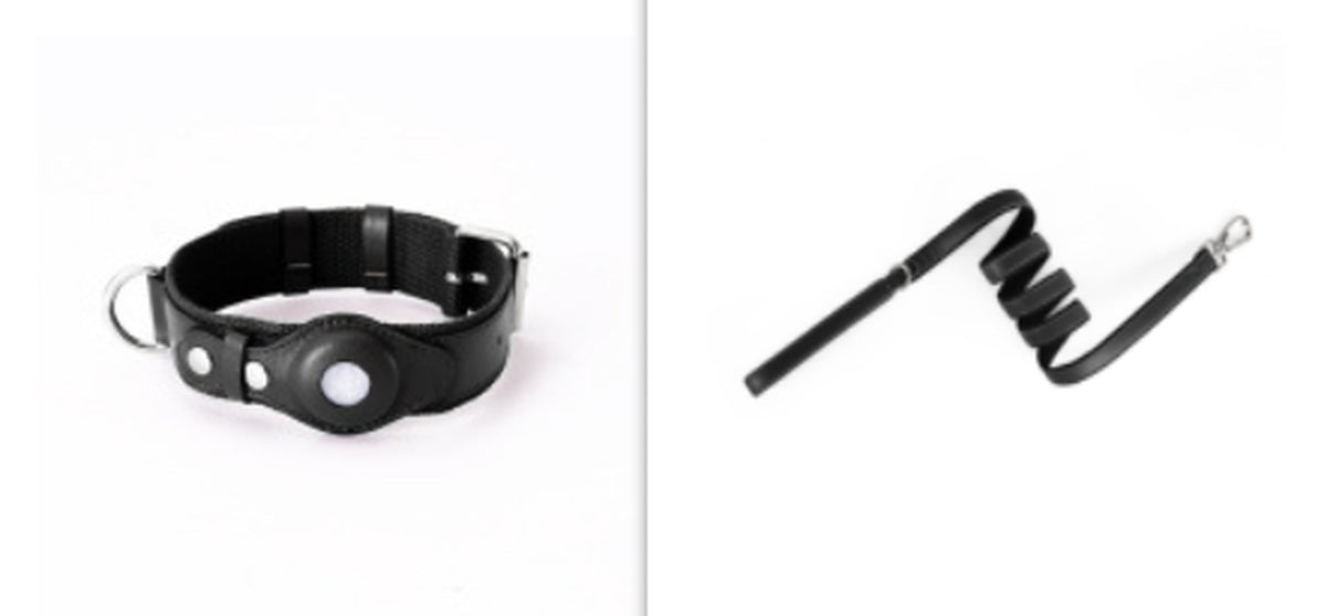 Black collar and matching 150 cm leash set