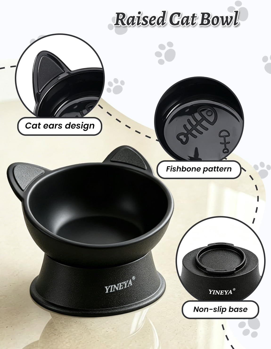 Raised cat bowl set — food and water pair