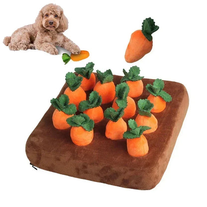 Carrot Patch Snuffle Toy — Plush Foraging Mat for Dogs