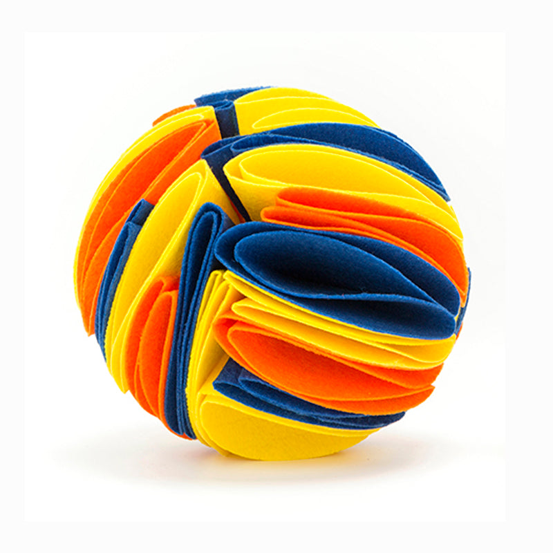 Snuffle ball shown in Small and Large sizes side by side