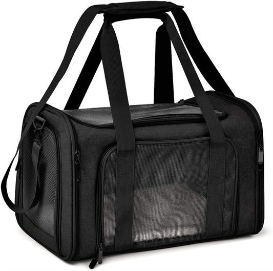 Foldable soft-sided pet carrier, Black