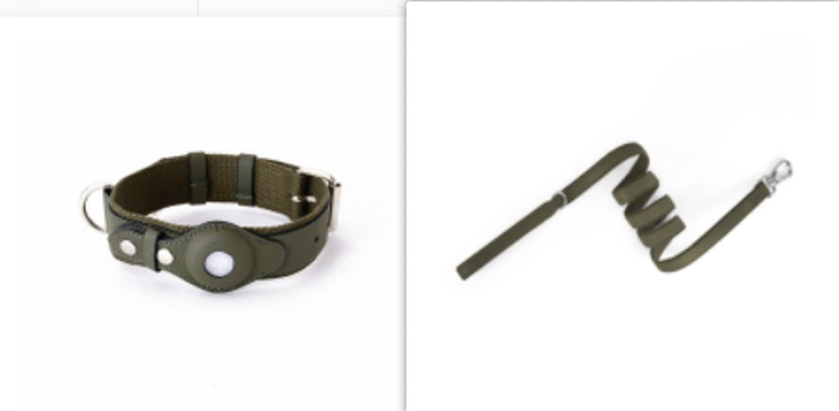 Dark Green collar and matching 150 cm leash set