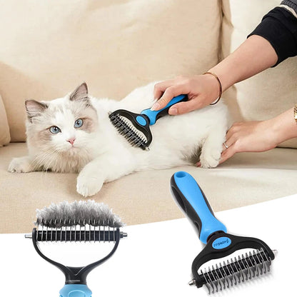 Double-Sided De-Shedding Comb — Undercoat Fur Remover for Cats & Dogs