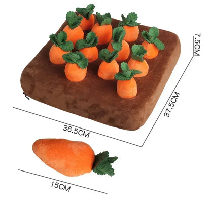 Carrot Patch Snuffle Toy — Plush Foraging Mat for Dogs