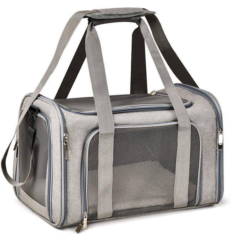 Foldable soft-sided pet carrier, Grey