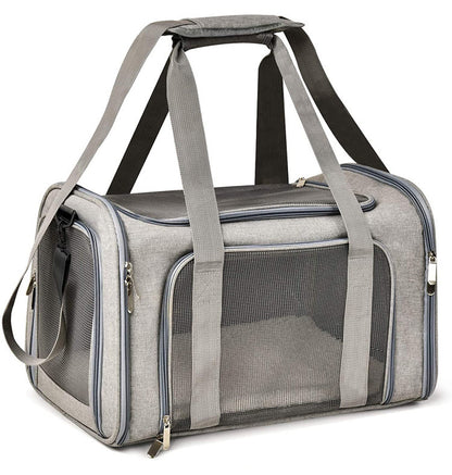 Foldable soft-sided pet carrier, Grey