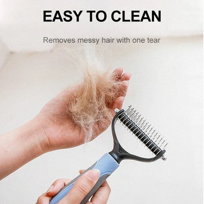 Double-Sided De-Shedding Comb — Undercoat Fur Remover for Cats & Dogs