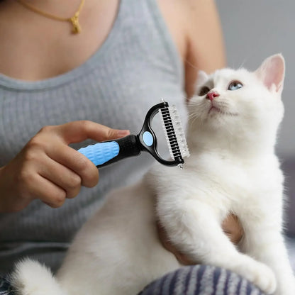 Double-Sided De-Shedding Comb — Undercoat Fur Remover for Cats & Dogs