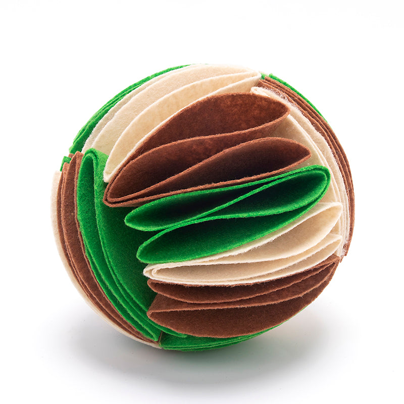 Snuffle ball in beige, brown and green