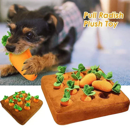 Carrot Patch Snuffle Toy — Plush Foraging Mat for Dogs
