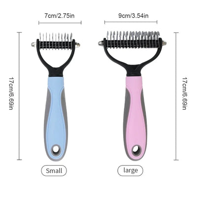 Double-Sided De-Shedding Comb — Undercoat Fur Remover for Cats & Dogs