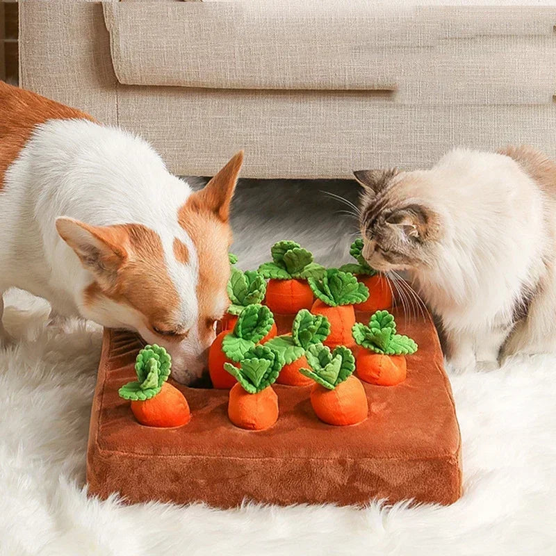 Carrot Patch Snuffle Toy — Plush Foraging Mat for Dogs