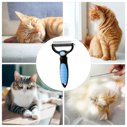 Double-Sided De-Shedding Comb — Undercoat Fur Remover for Cats & Dogs