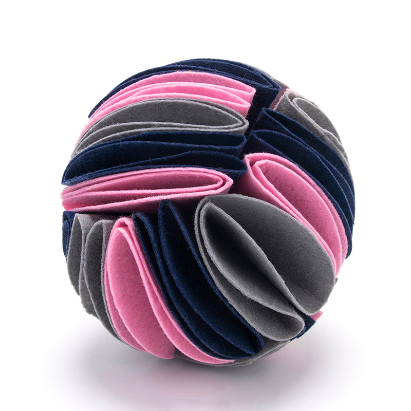 Snuffle ball in grey, pink and navy
