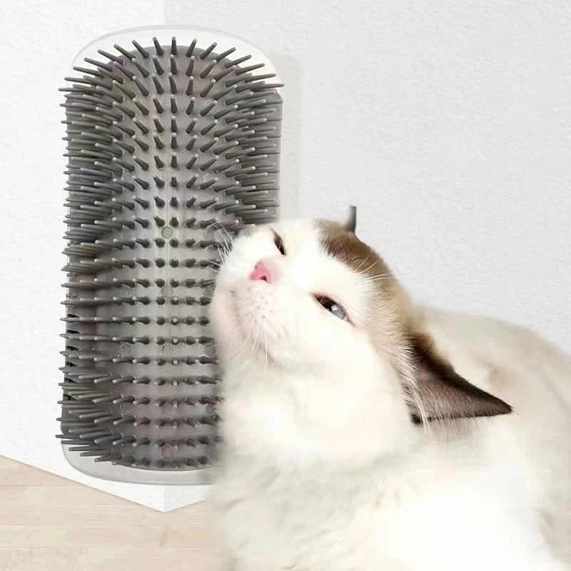 Corner Cat Self-Groomer 2-Pack — Wall Brush with Catnip Pocket